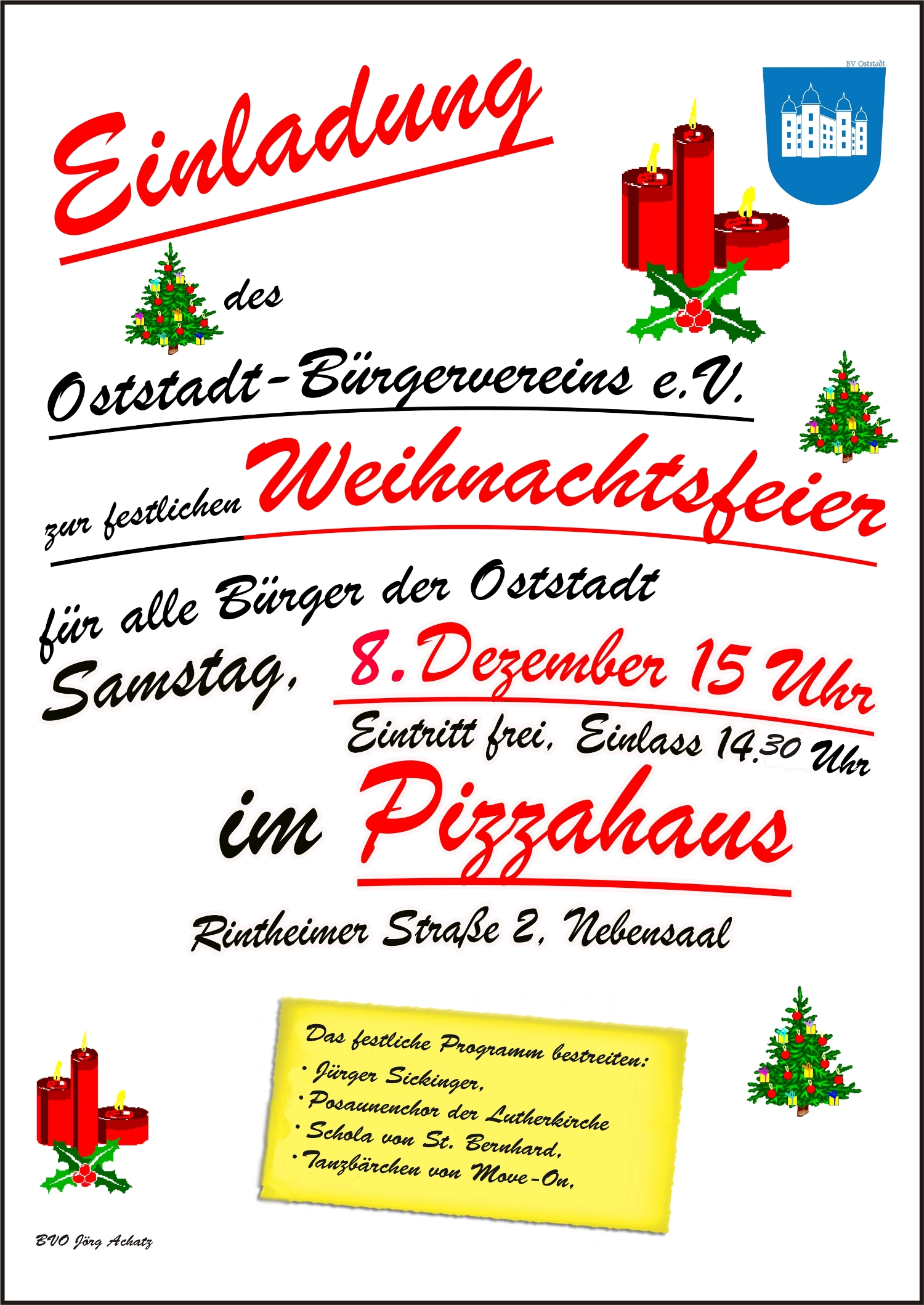 Einladung Zur Weihnachtsfeier Burgerverein Der Oststadt E V